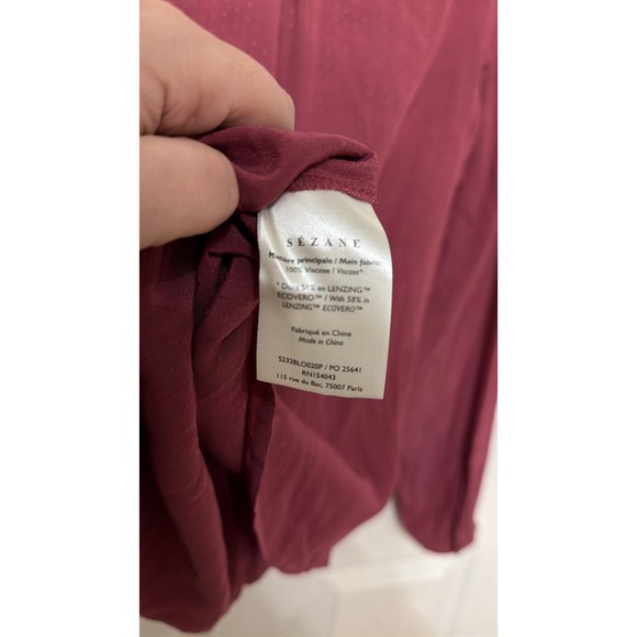 Sezane Abelia Chlo Blouse Raspberry Pink Wrap V-Neck Long Sleeve Top Size 36 4 - Picture 6 of 8